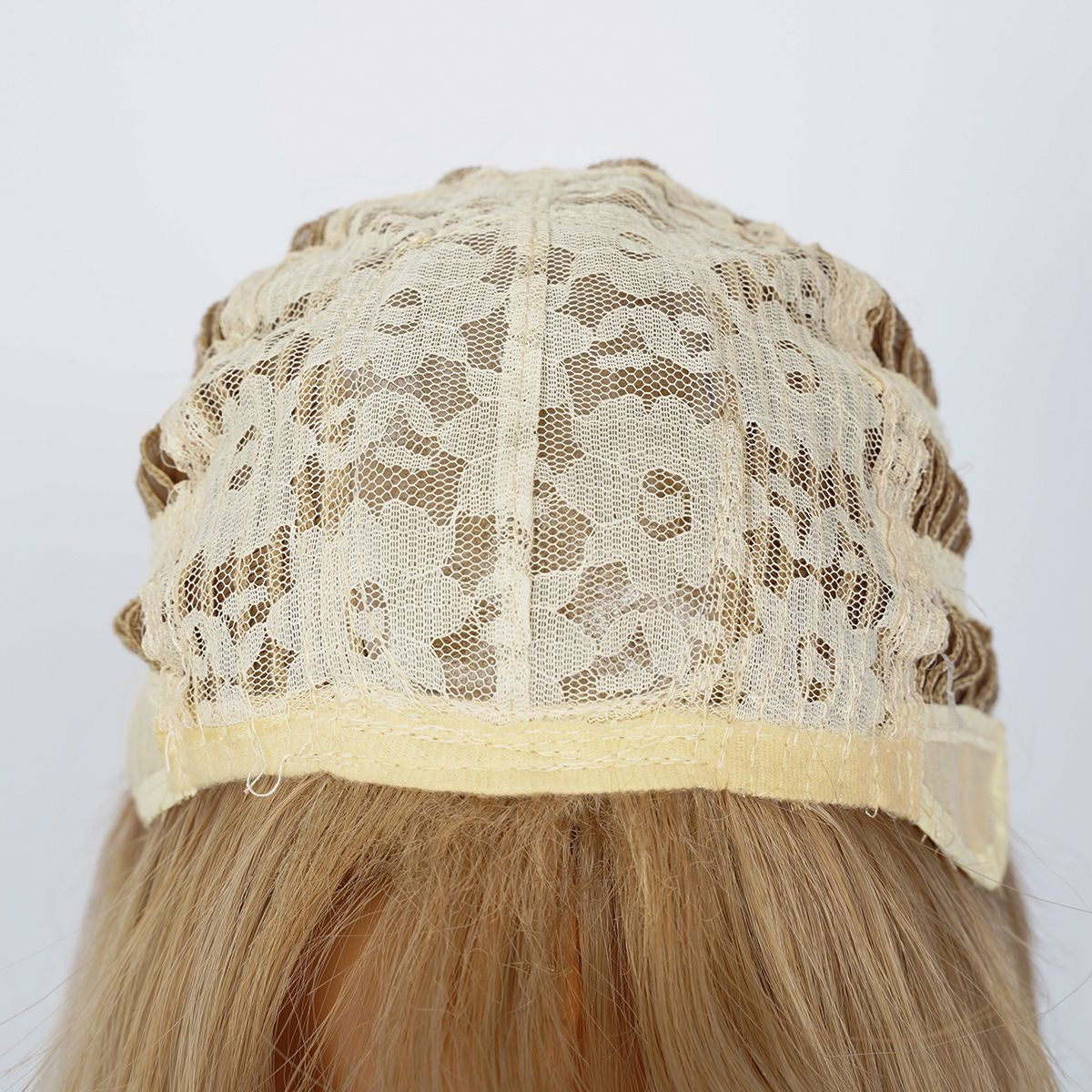 20" Warm Toned Blonde Synthetic Blend Wig with Layered Bangs