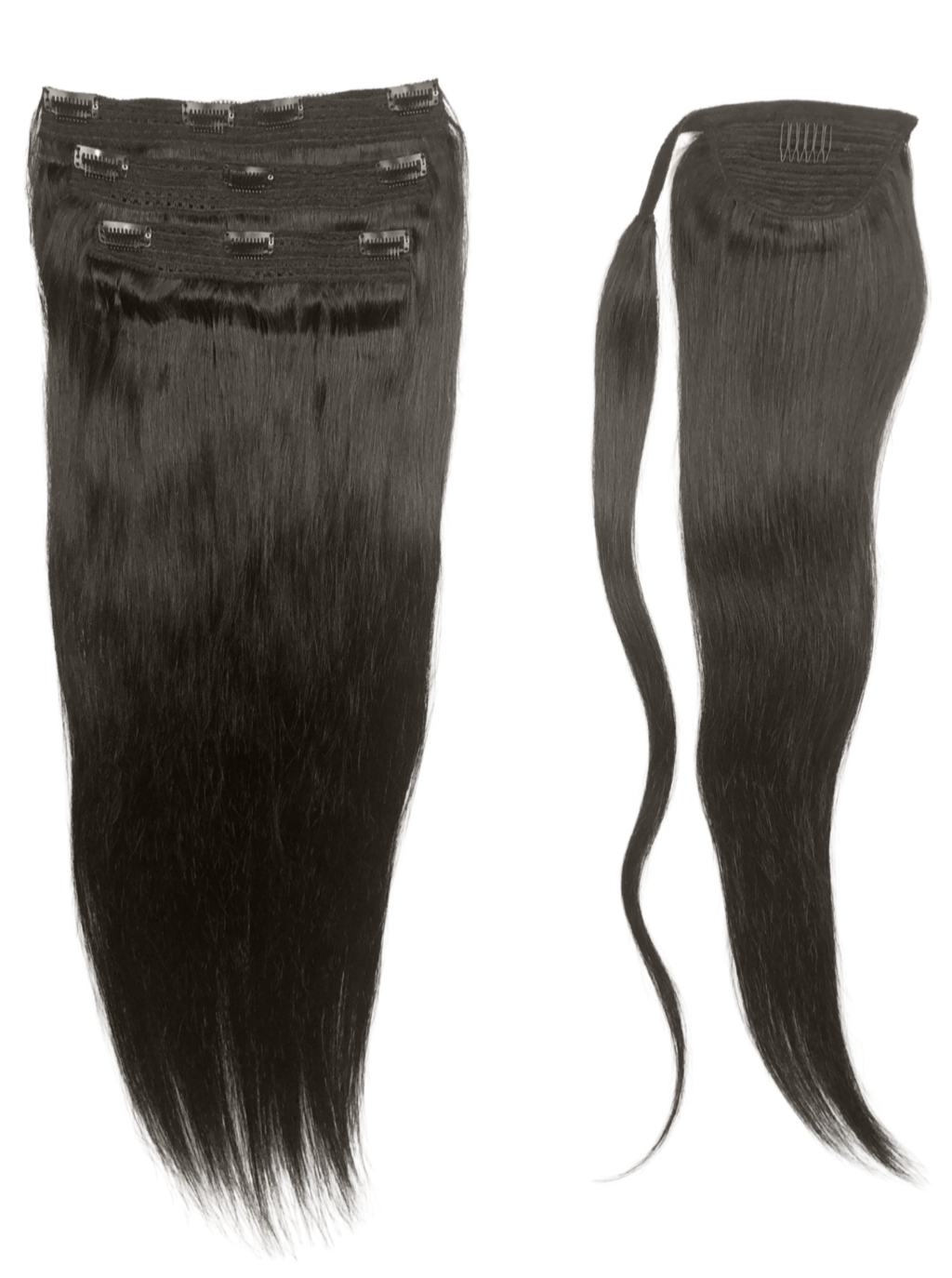 Straight Half Up Half Down Ponytail