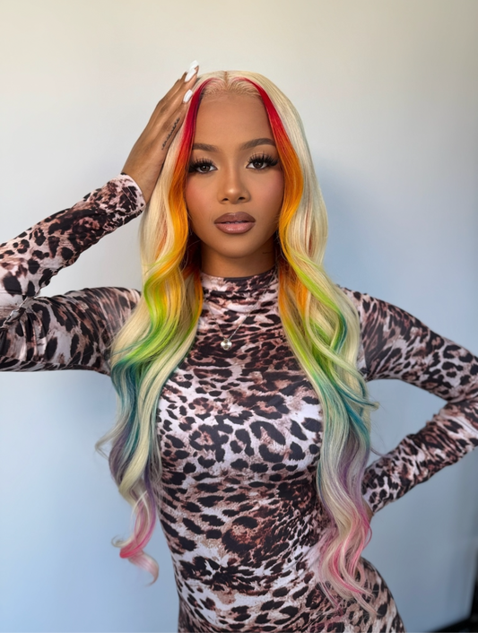 Icy Rainbow Lace Wig
