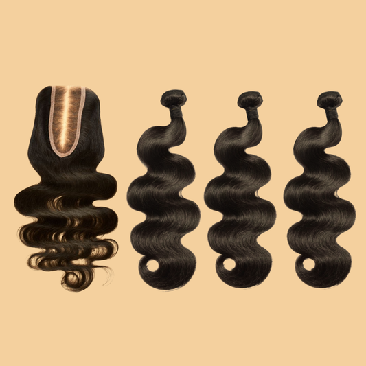 Hair Queen Closure Bundle – 3 Virgin Bundles + 2x6 HD Lace Slay Set